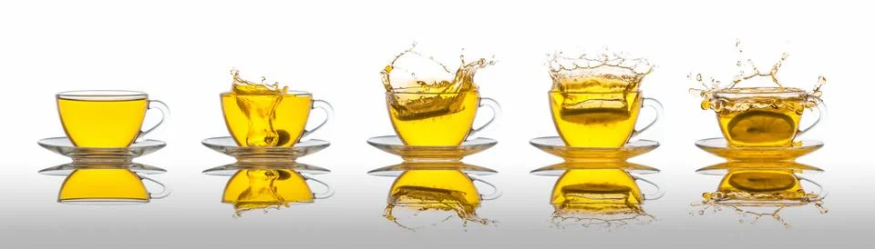 Tea splash collection Stock-Fotos
