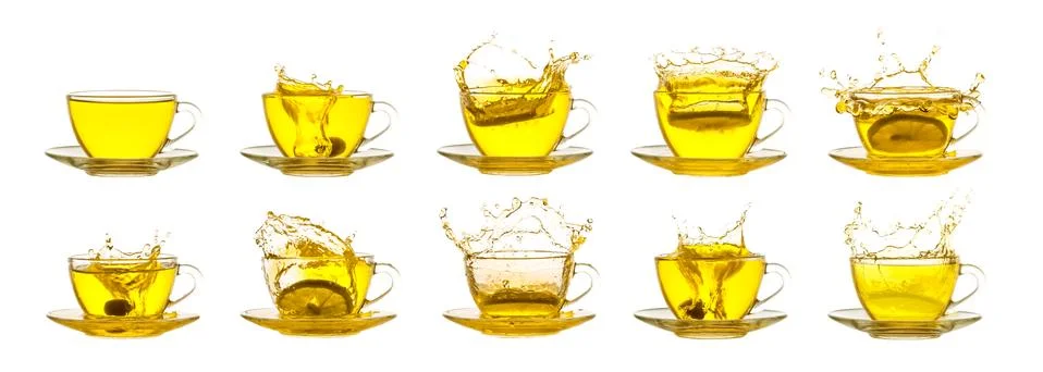 Tea splash collection Stock Photos