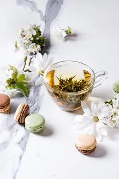 Tea with spring flowers Stock Photos
