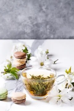 Tea with spring flowers Stock Photos