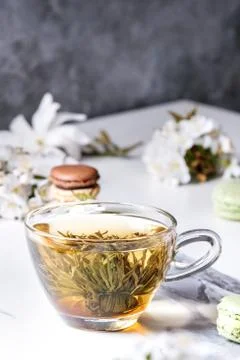 Tea with spring flowers Stock Photos