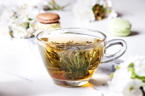 Tea with spring flowers Stock Photos
