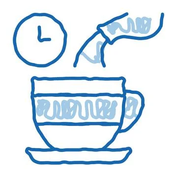 Tea standby time doodle icon hand drawn illustration 스톡 일러스트