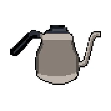 Tea steel drip kettle pixel art vector illustration Stock Illustration