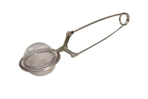 Tea strainer on a white background. Isolated. Silver color. From stainless st Stock Photos