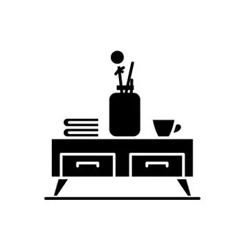 Tea table black icon, vector sign on isolated background. Tea table concept Stock Illustration
