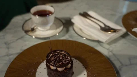 Tea table, a cake, a cup of tea and a teapot 4 Stock Footage 295223118