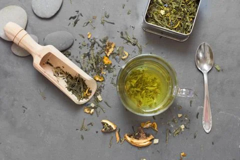 Tea on table composition Stock Photos