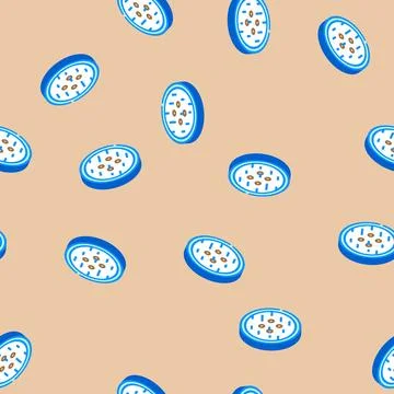 Tea table top view isometric icon seamless pattern Stock Illustration