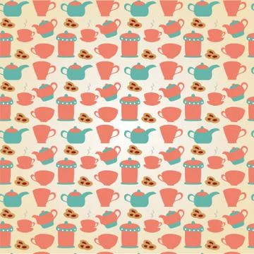 Tea tableware pattern Stock Illustration