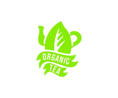 Tea, tea leaf and teapot, logo design Illustrazione stock