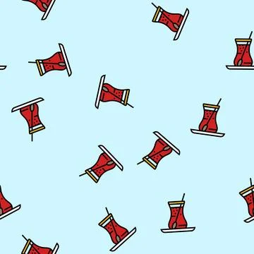 Tea tea turkish cuisine vector seamless pattern 스톡 일러스트