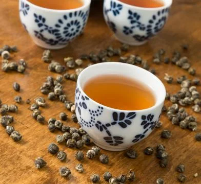 Tea with teacups Stock Photos