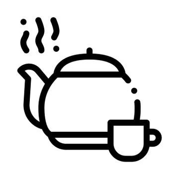 Tea teapot icon vector outline illustration 스톡 일러스트