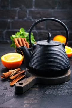 Tea in teapot Stock Photos
