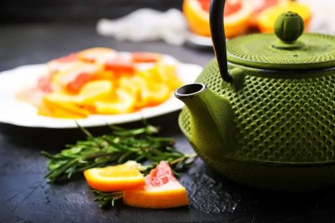 Tea in teapot Stock Photos