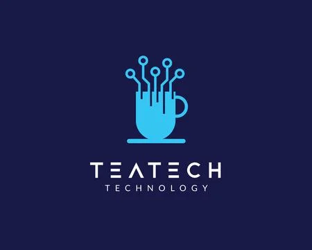 Tea Tech Blue Logo Design	 Illustrazione stock