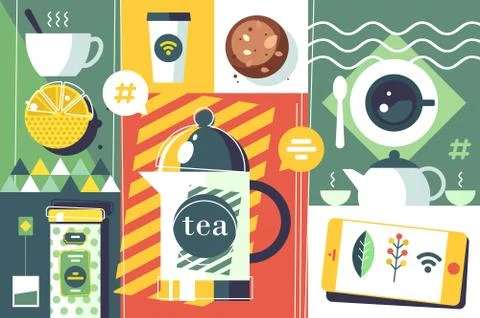 Tea time abstract style Stock Illustration