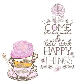 Tea time background with text Stock Illustration