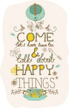 Tea time background with text Stock Illustration