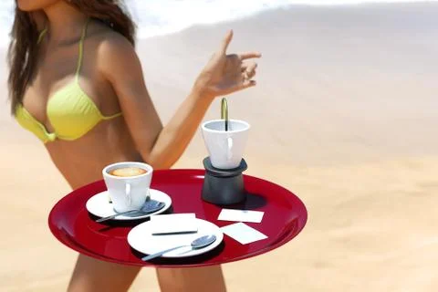 Tea time on the beach Stock Illustration