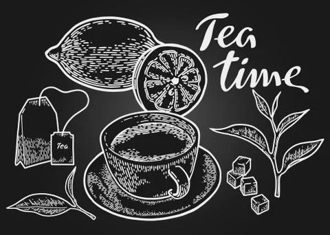 Tea time black Stock Illustration