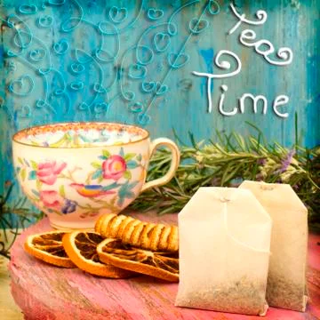 Tea time cheerful background Stock Illustration
