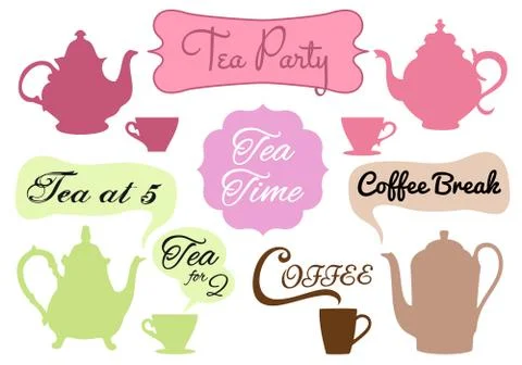 Tea time, coffee break, vector Stock Illustration