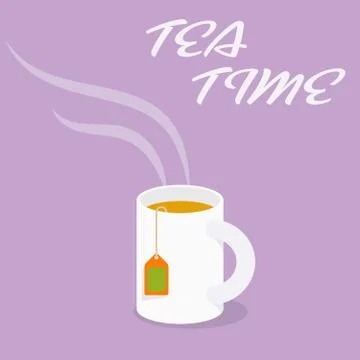 Tea Time - Cup of black tea. Stock Illustration
