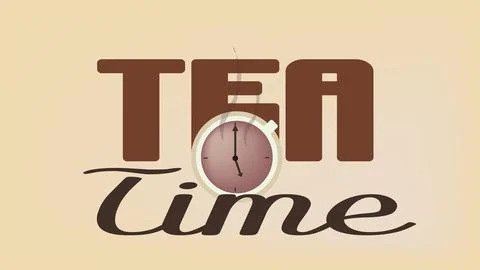 Tea time design with mug of hot tea and smoke Stock Illustration