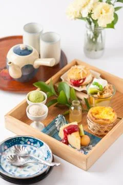 Tea time dessert set Stock Photos