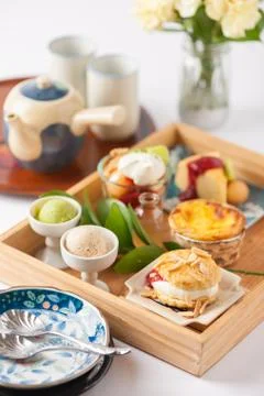 Tea time dessert set Stock Photos