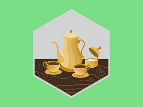 Tea time flat vector illustration Stock Illustration