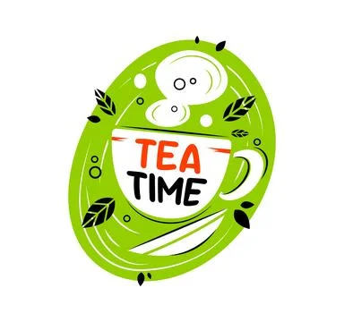 Tea time kitchen cook icon with hot tea cup Stock Illustration