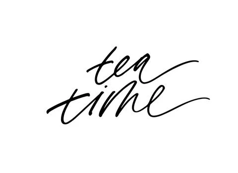 Tea time modern vector hand drawn calligraphy. Stock Illustration