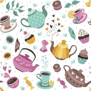 Tea time pattern Stock Illustration