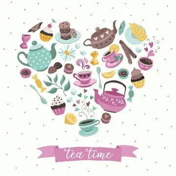 Tea time poster Stock Illustration