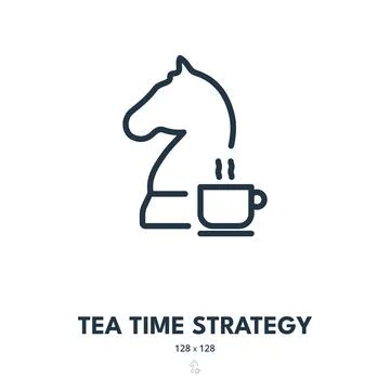 Tea Time Strategy Icon. Drink, Cup, Break. Editable Stroke Stock Illustration