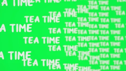 Tea time text kinetic typography. Drink and beverage concept Stock Footage 128010945