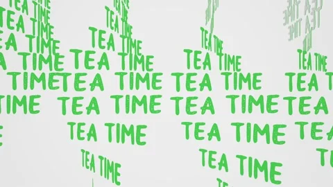 Tea time text kinetic typography. Morning drink and tea party banner concept Video stock 130662678