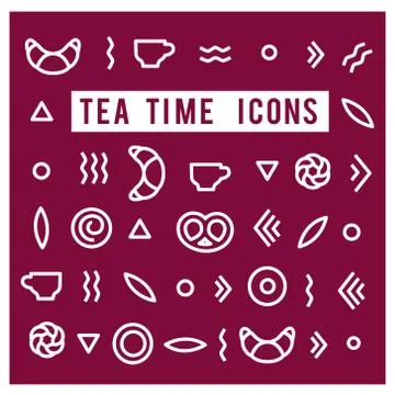 Tea time vector icons Stock Illustration