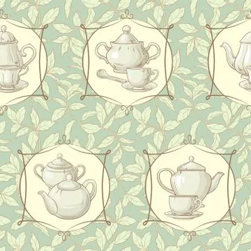 Tea time vector pattern Stock Illustration