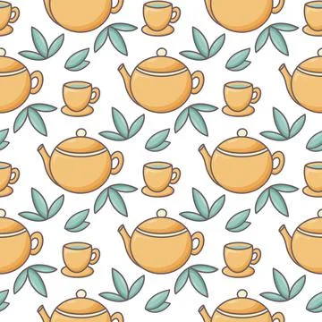 Tea time vector seamless pattern イラスト素材