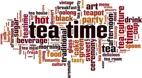 Tea time word cloud Stock Illustration