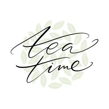 Tea time words. Hand drawn creative calligraphy and brush pen lettering, de.. Stock Illustration