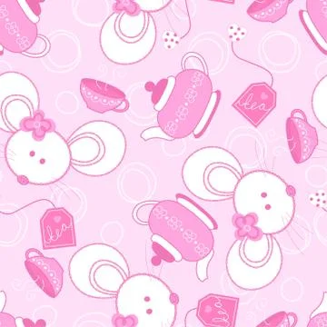 Tea for two mice. Stock Illustration