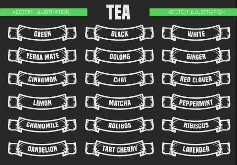 Tea types icons Stock Illustration