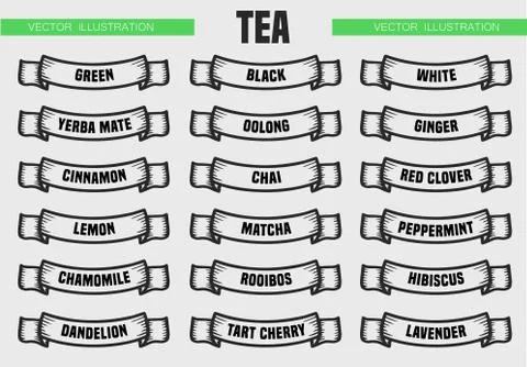 Tea types icons Stock Illustration