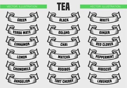 Tea types icons Stock Illustration