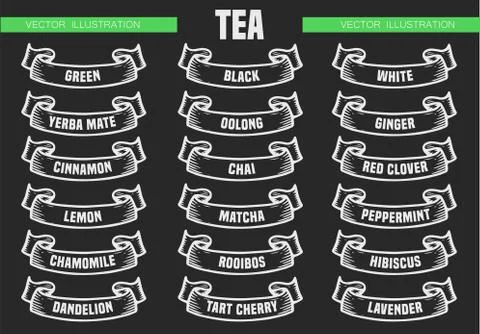 Tea types icons Stock Illustration